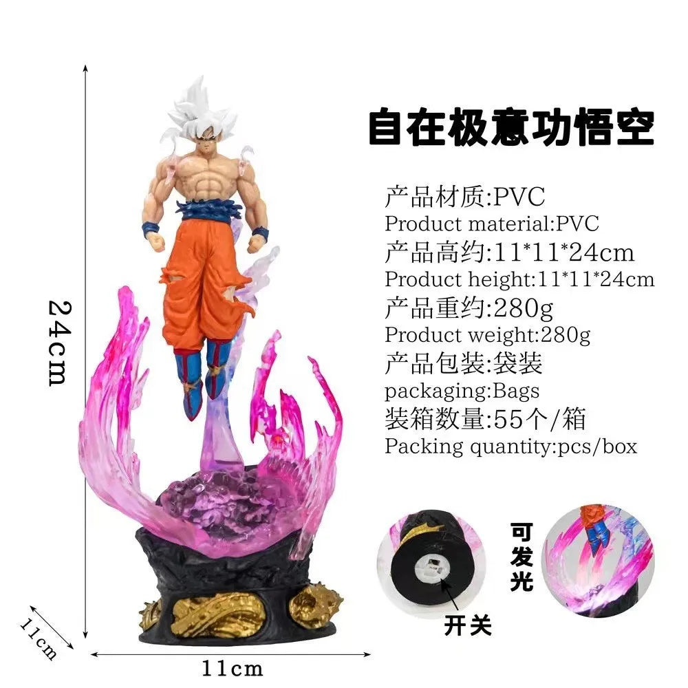 Anime Dragon Ball Figure with Light Ultra Instinct / Saiyan Son Goku